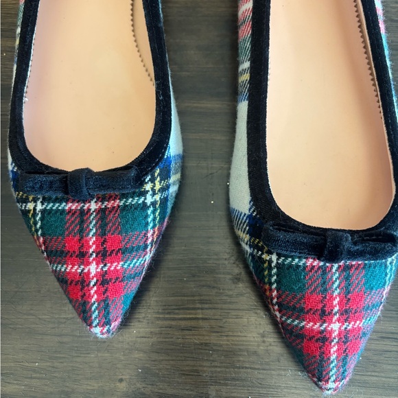 J. Crew Pointed-toe bow flats in snowy Stewart tartan size 8.5 - Picture 5 of 6